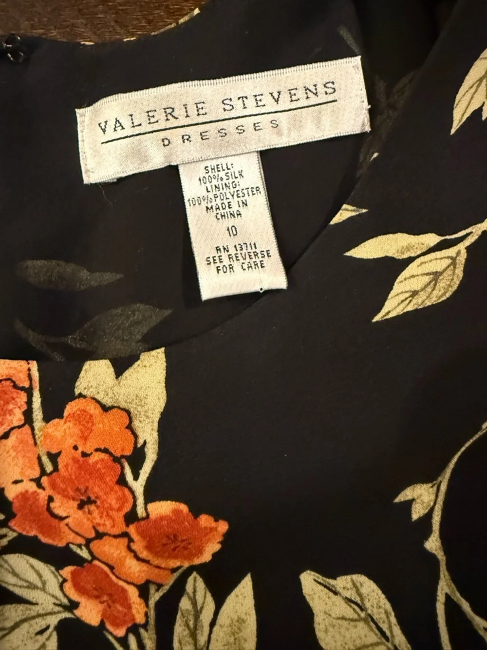 Valerie Stevens Floral Maxi Dress Black Orange Sleeveless Silk Size 10 Elegant - Picture 4 of 11